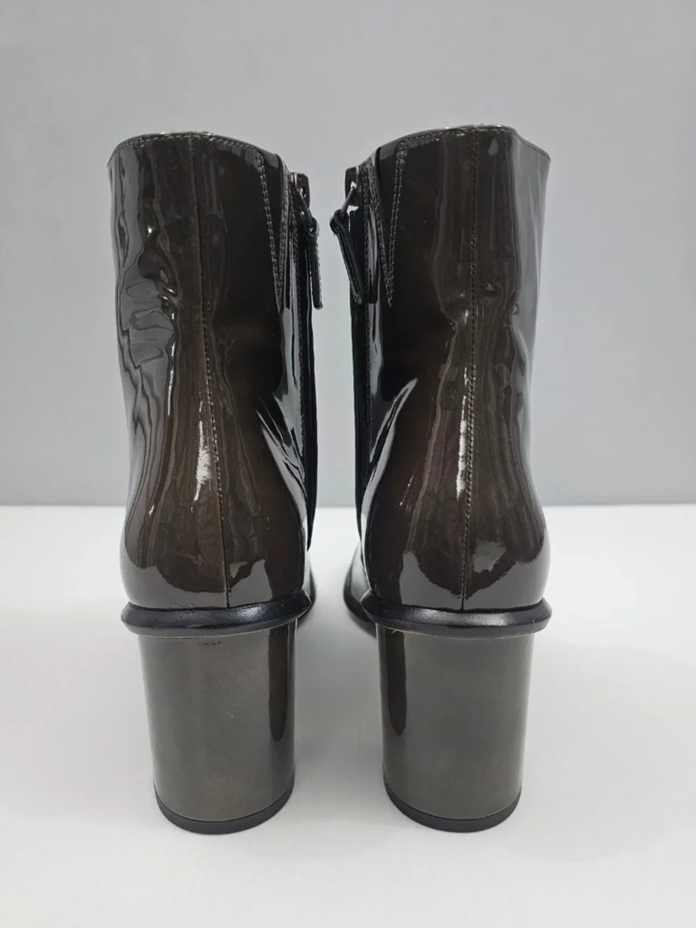Tory Burch Brooke Ankle Boot Womens 9 Dark Moss Green Patent Leather Block Heel